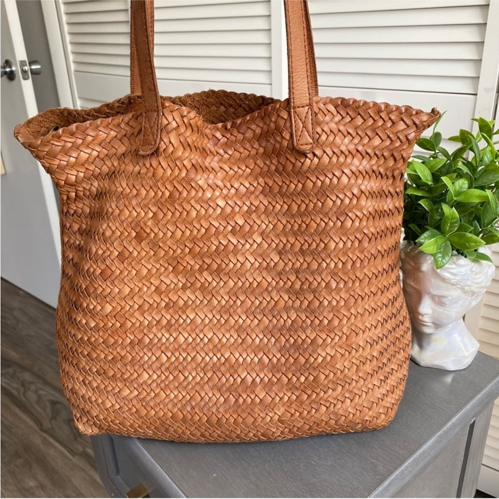 Madewell Woven Tan Transport Tote Bag